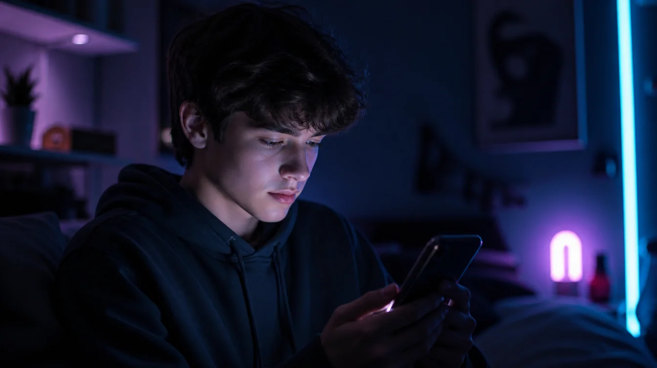 Teenager at an online checkout on a phone